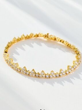 Anthropologie 14KT Gold Plated Mixed Crystal Tennis Bracelet NEW